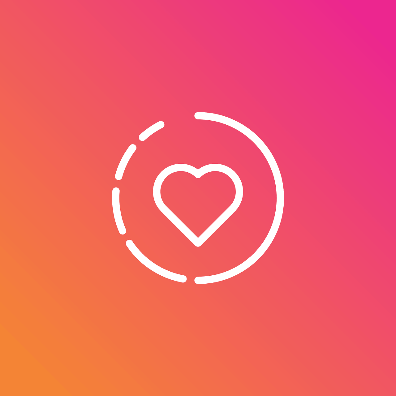Heart icon on a vibrant pink and orange gradient background, symbolizing love, passion, or social media engagement. Commonly used for expressing feelings, favorites, or like interactions in digital content.