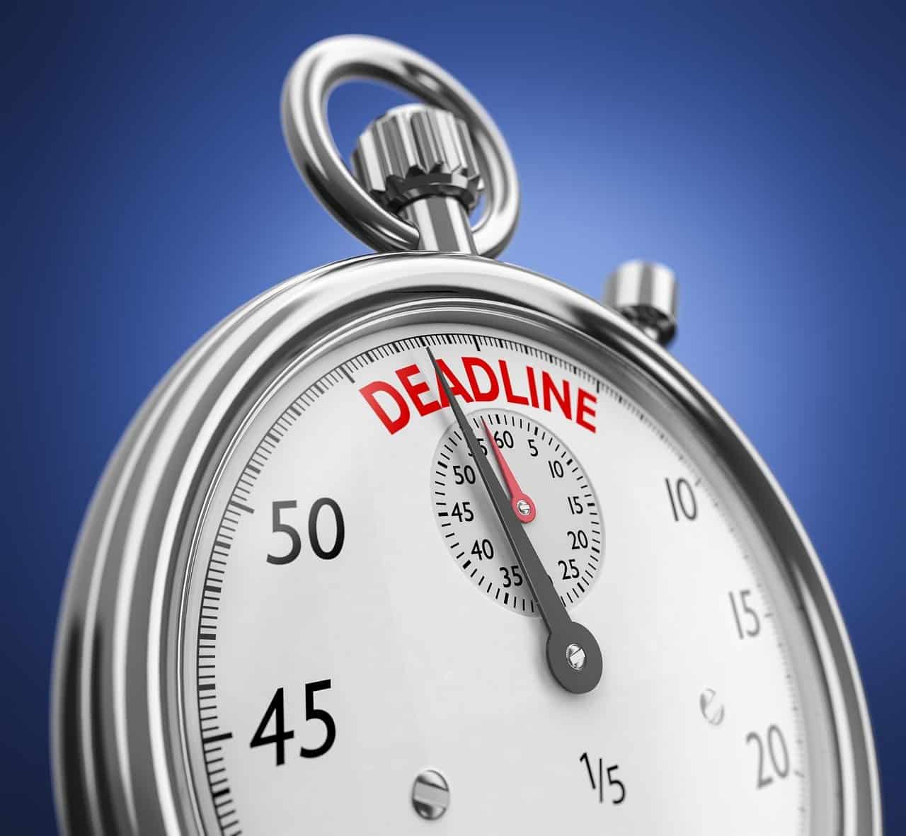 Urgent deadline stopwatch emphasizing time pressure and music industry deadlines for Hypebot SEO content.