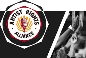 Artist Rights Alliance logo featuring a microphone and bold text, promoting musician rights and fair practices in the music industry.