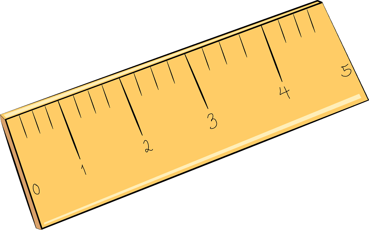 Ruler for measuring length, wooden scale with metric marks on black background.