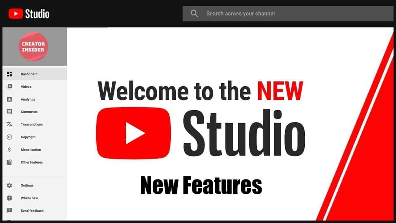 YouTube Studio dashboard featuring new features for creators and updates in the latest version.