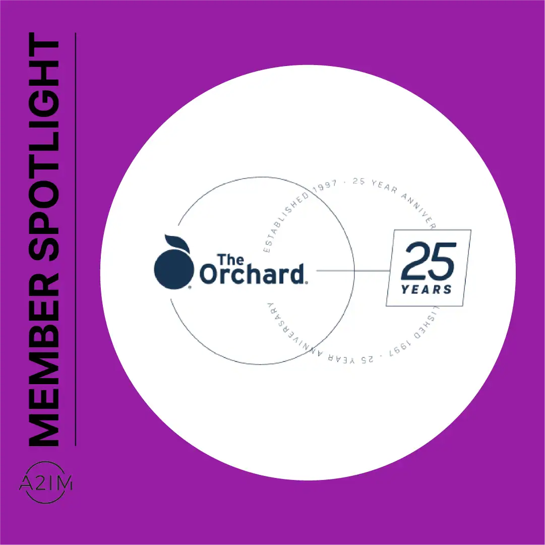 25th anniversary logo for The Orchard music distribution company celebrating 25 years of music industry success.