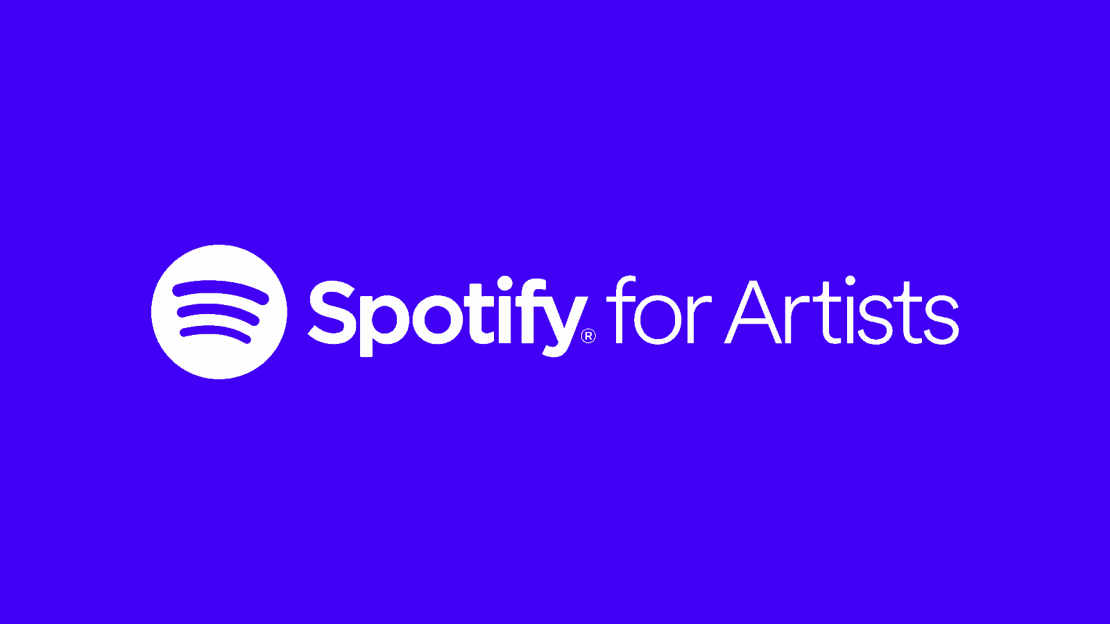 Spotify for Artists logo on a vibrant purple background, representing music distribution, artist analytics, and music industry tools for musicians and content creators.