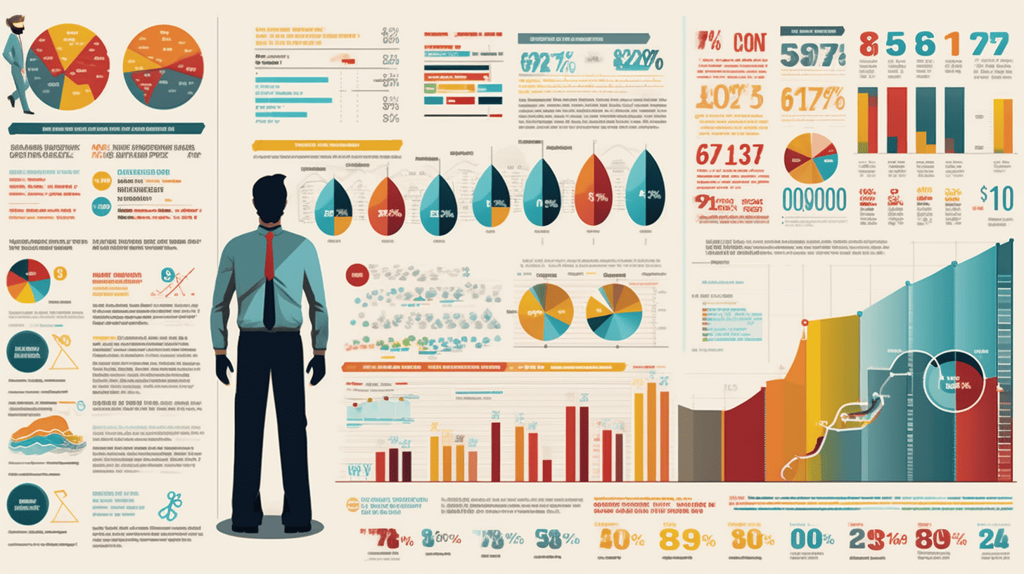 Pie chart infographic representing business analytics and data visualization trends for music industry analytics.
