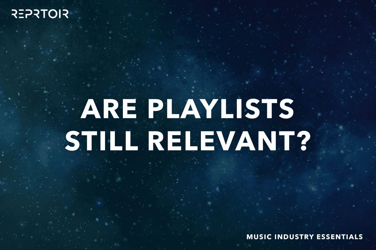 Digital music playlist banner for music industry insights.
