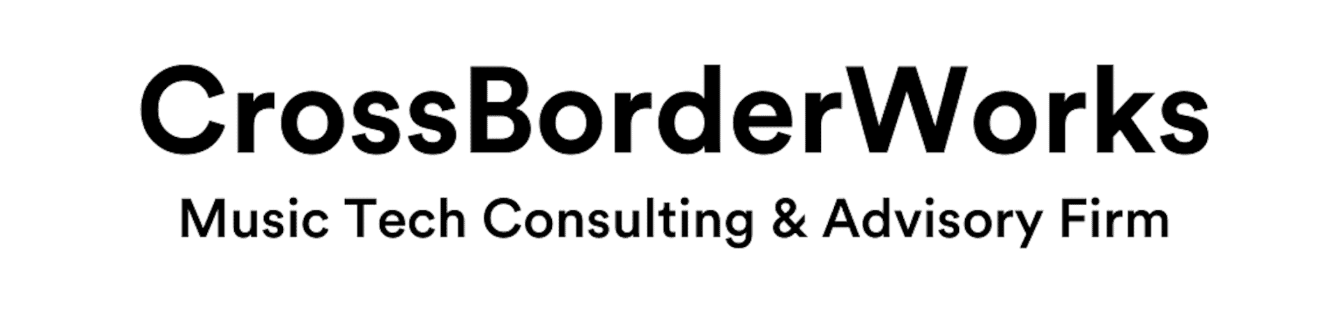 CrossBorderWorks music tech consulting advisory firm logo, innovative technology solutions for the music industry, branding, cross-border music business expertise, digital music consulting services.