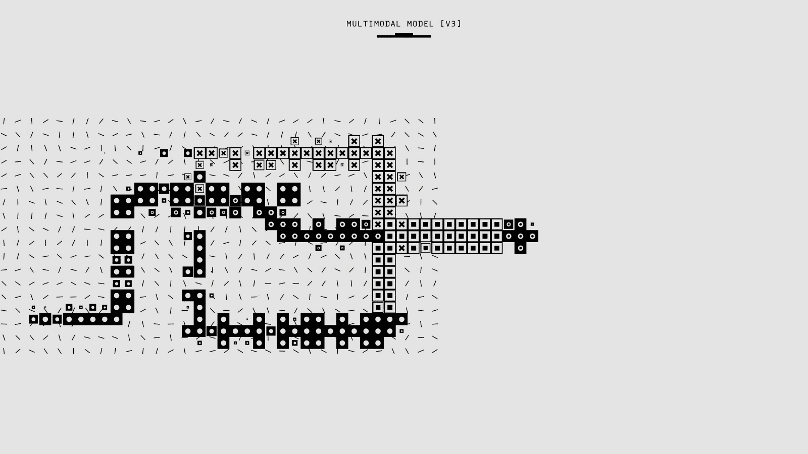 Digital music and multimedia technology artwork, futuristic visual of a multimedia model, Hypebot branding, digital innovation in music industry, black and white pixel art design.