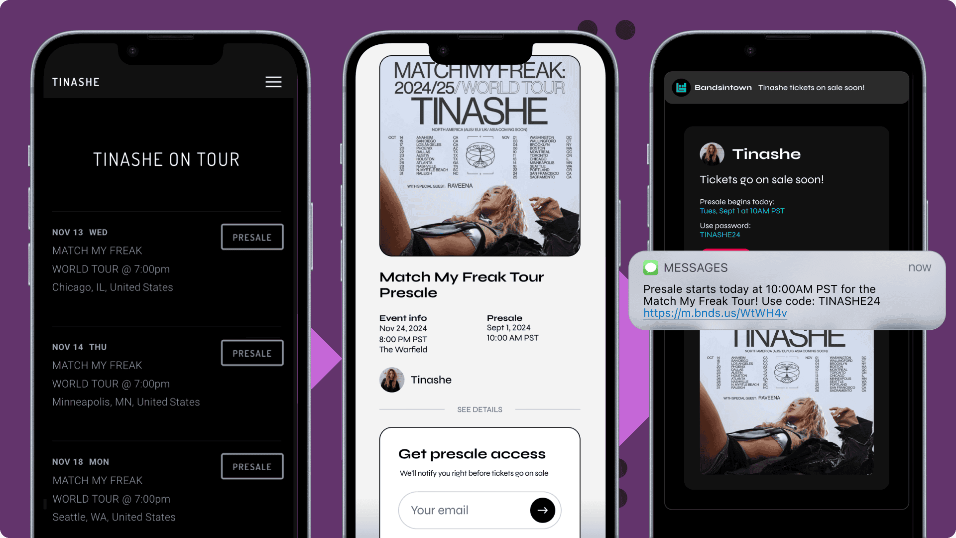 Bandsintown ticket presales Tinashe