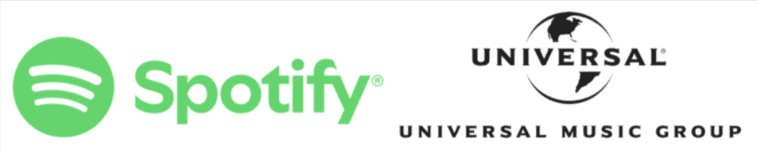 Spotify logo and universal music group collaboration, digital music streaming, music industry branding, streaming service icons, music label partnership, music distribution updates, digital audio content, global music streaming platform.