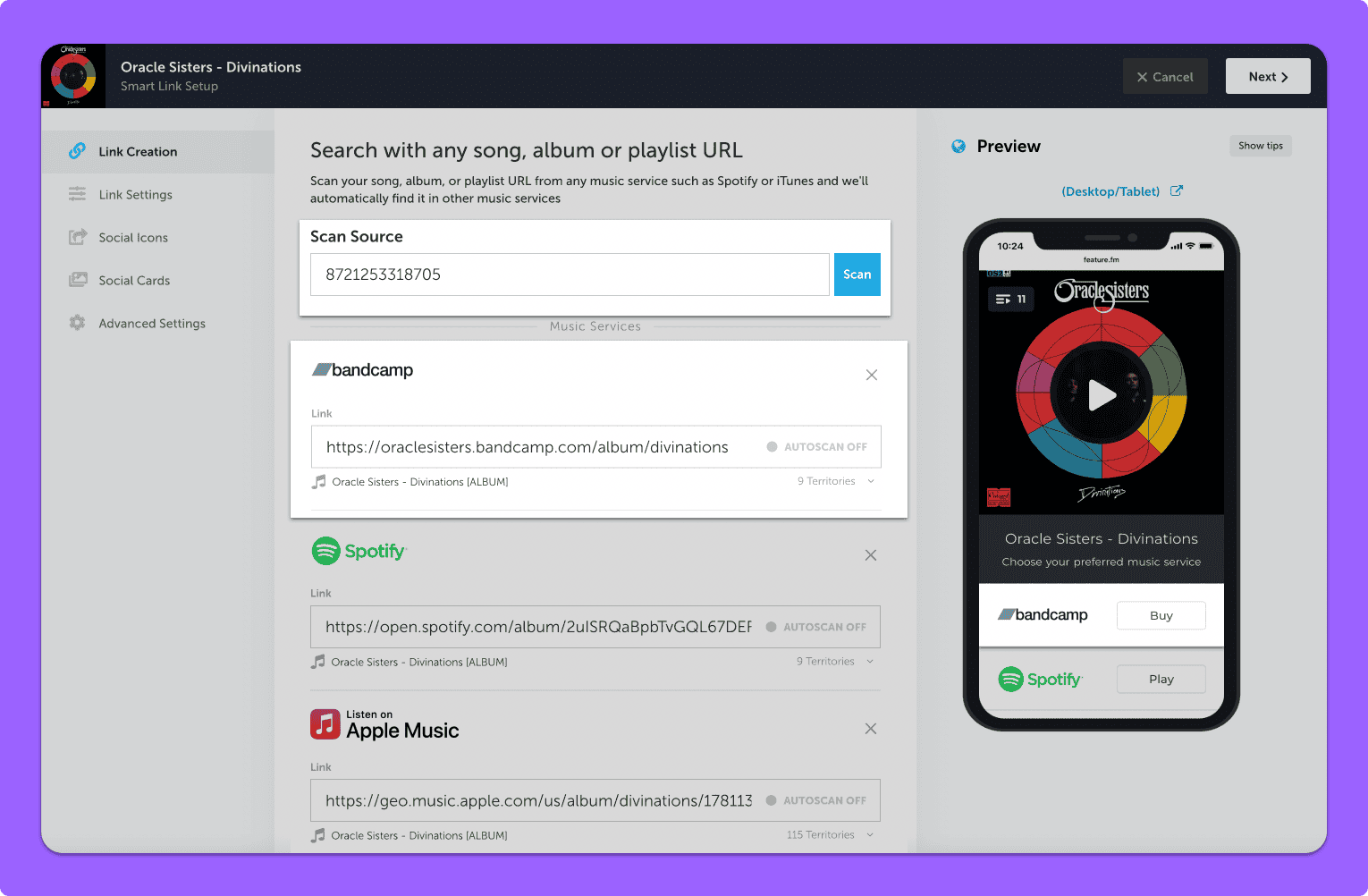 Feature.fm adds Bandcamp integration
