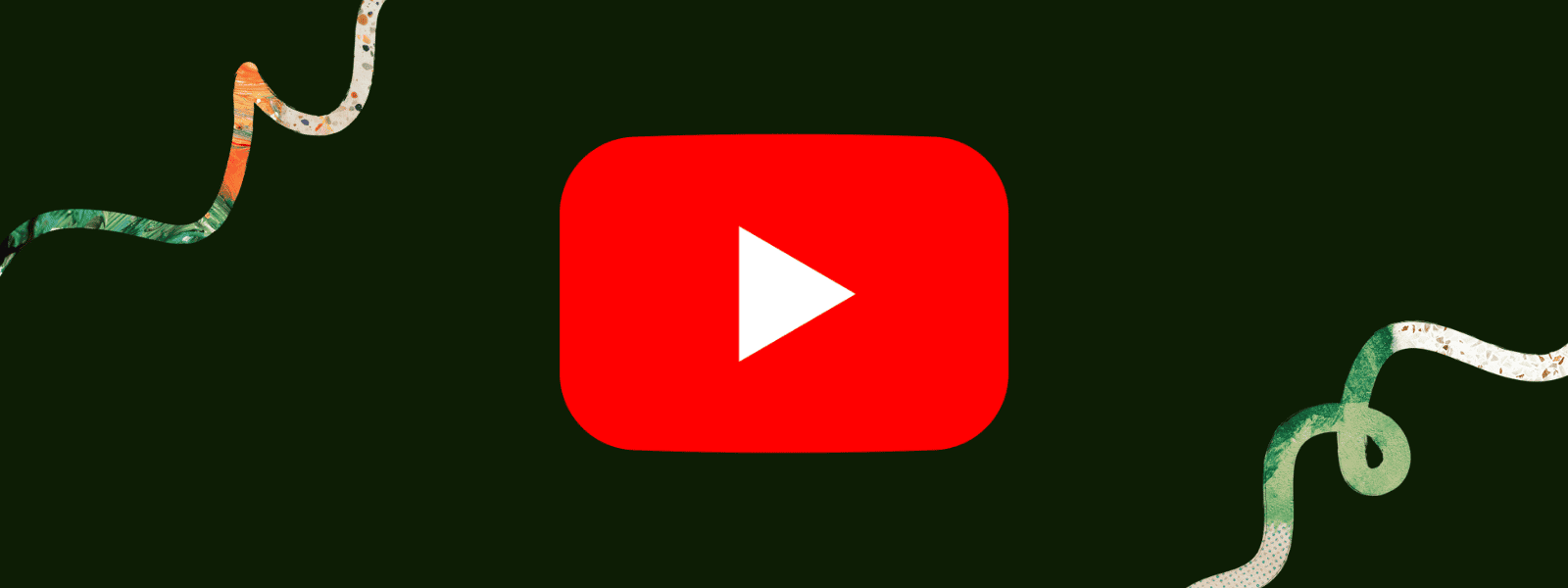 Rolling media snakes surrounding a prominent YouTube play button icon, symbolizing digital content, online music, and media streaming platforms.
