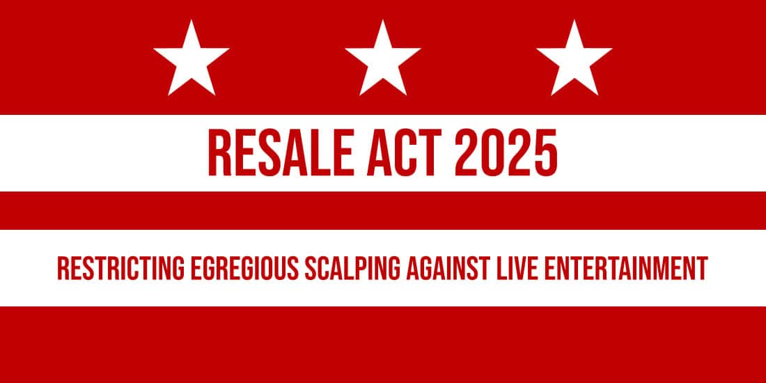 Resale Act 2025 banner highlighting restrictions on egregious scalpings against live entertainment, emphasizing legal regulations affecting concert ticket reselling and consumer protections.