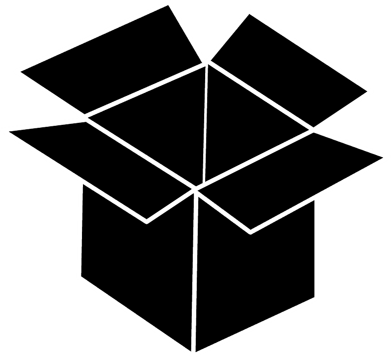 Open cardboard box icon representing packaging, shipping, or delivery services.