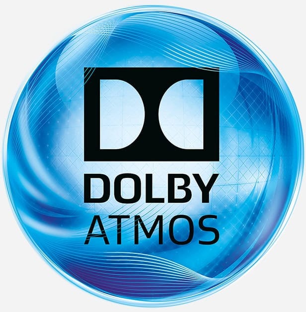 Dolby Atmos logo showing advanced audio technology for immersive sound experiences.