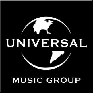 Universal Music Group logo featuring a stylized world map in black and white.