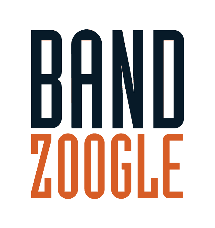 Band zoogle music platform logo for musicians and artists, digital marketing, music websites, online music sales, independent artist tools, music industry.