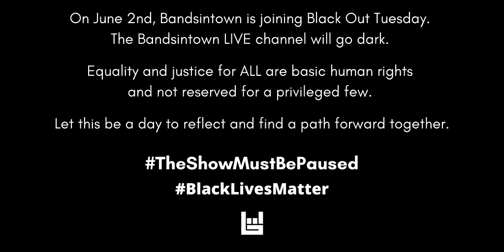 Bandsintown black out tuesday protest image.