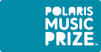Polaris Music Prize logo, award recognition for Canadian musicians, vibrant blue background emphasizing prestigious music achievement.