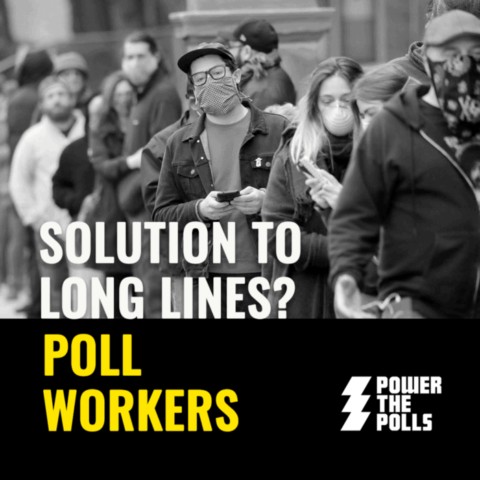 Poll worker queue during election, people wearing masks waiting in long lines, voting process, public polling stations, democratic process in action, election voting crowds, social distancing voting, civic engagement during elections, election poll workers assisting voters, voter turnout during elections.