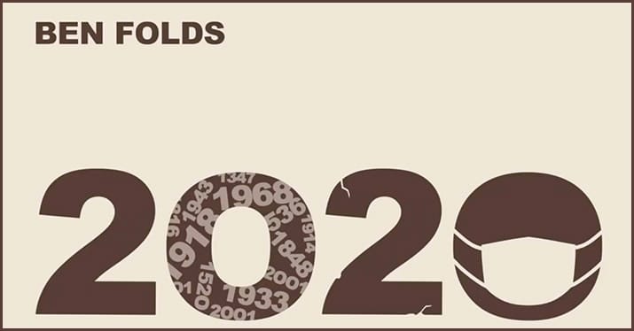 COVID-19 pandemic impact in 2020 represented by the digit "0" as a face mask, symbolizing health precautions. The image emphasizes pandemic challenges and resilience, featuring bold numbers with a focus on health and safety.
