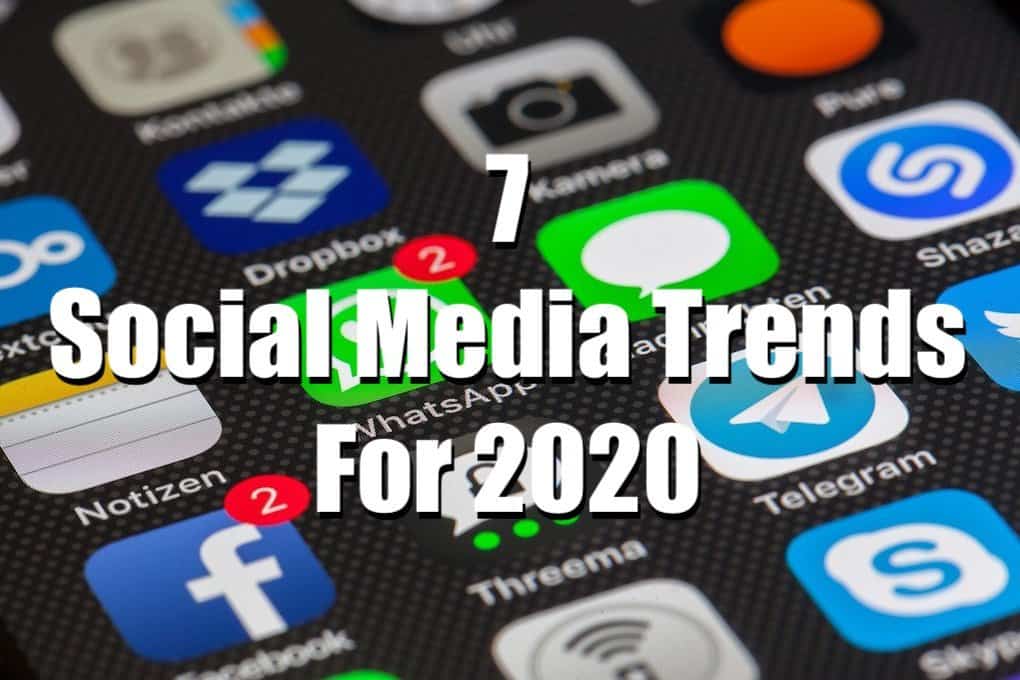 Social media trends, 2020, social media icons, smartphone screen, digital marketing, social networking, online communication, social apps, social media marketing strategies, mobile technology insights.