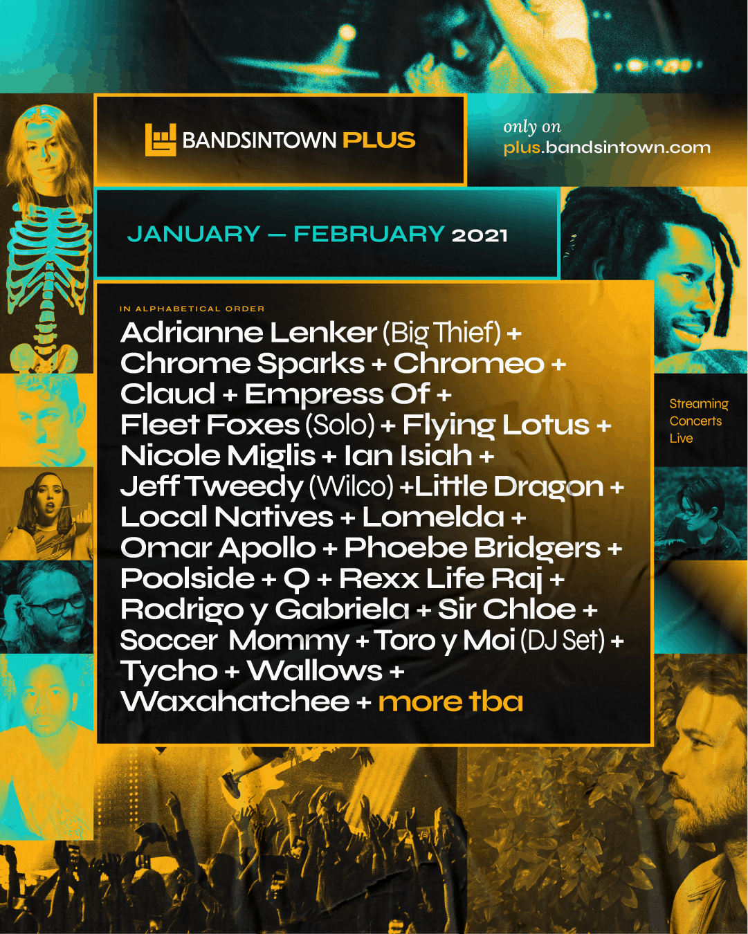 Bandsintown plus music festival lineup January February 2021 streaming concerts live music event promotion online music industry hypebot.