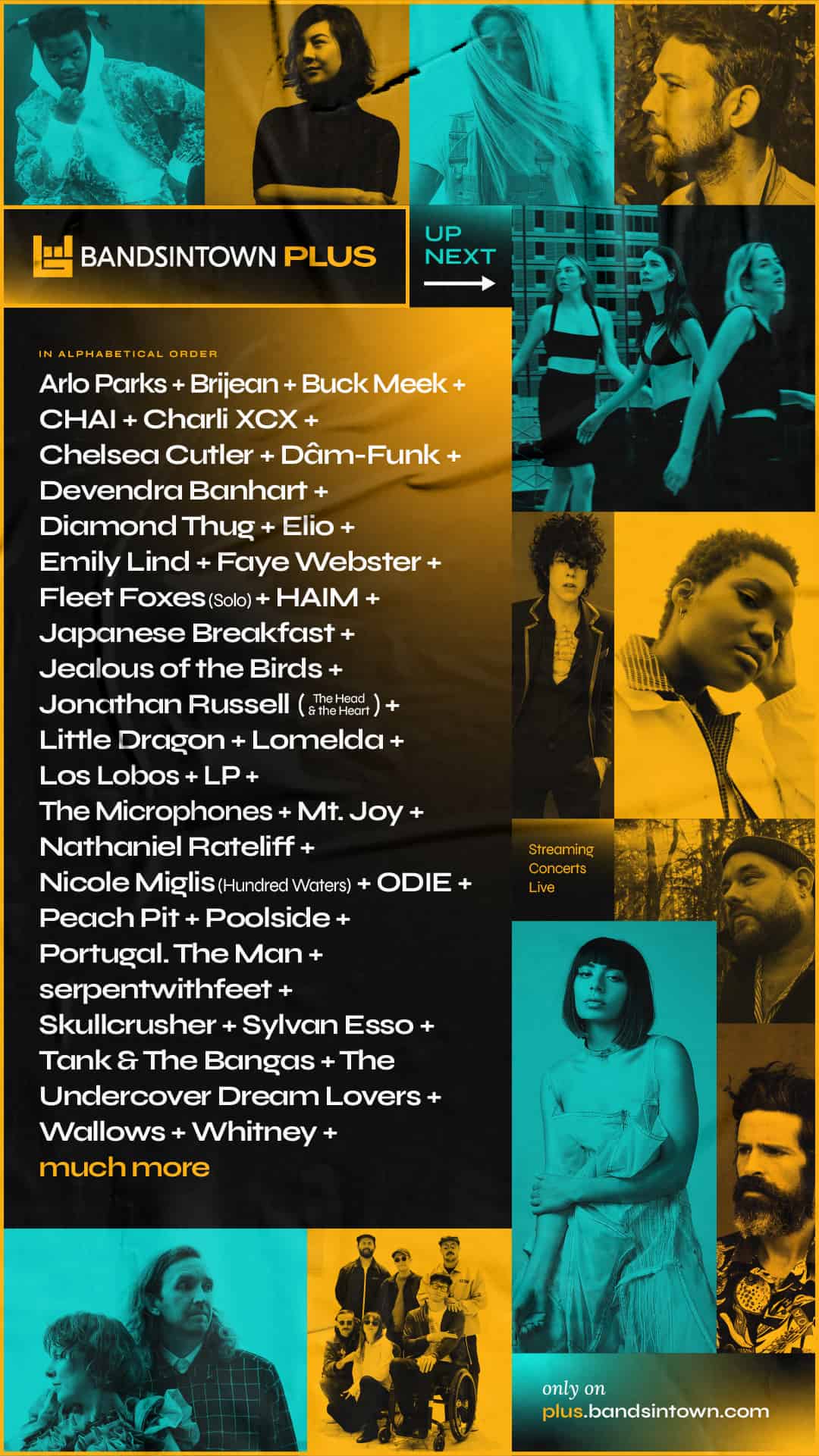 Bandsintown plus, live music streaming, upcoming concerts, artist lineup, music event calendar, music festival lineup, live music performances, music industry news, concert tickets, artist collaborations, music promotion, virtual concerts, music event updates, music fans, music community engagement.