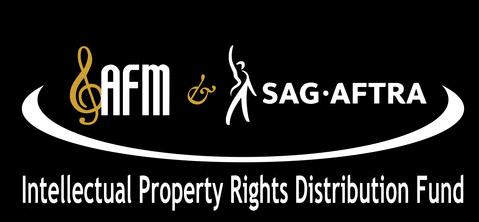High-quality logo featuring AFM and SAG-AFTRA with intellectual property rights theme, emphasizing entertainment industry copyright and distribution.