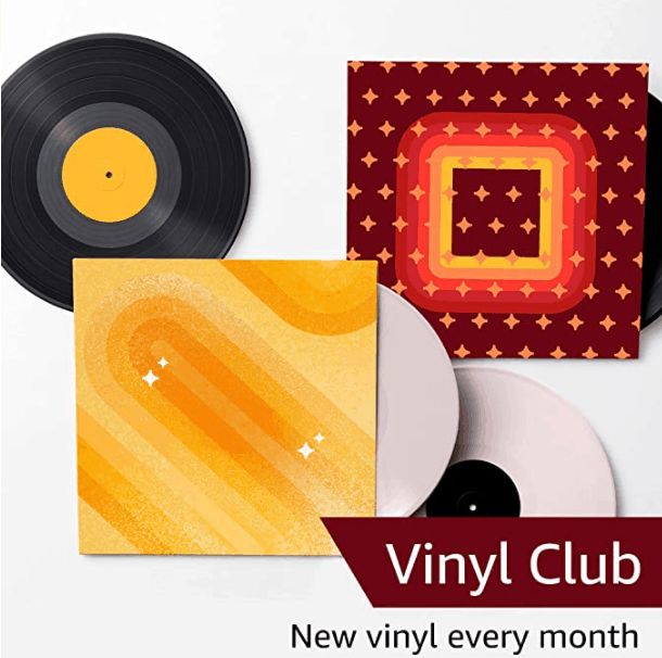 Vintage vinyl records and album covers with retro designs, showcasing a diverse collection of music for vinyl enthusiasts. Perfect for music lovers and collectors seeking new releases each month.