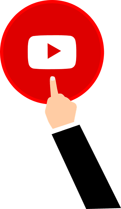 Clicking on a YouTube logo icon, representing video content or digital media engagement.