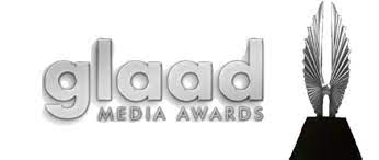 Glaad Media Awards trophy with logo, celebrating LGBTQ+ media representation and diversity in entertainment.