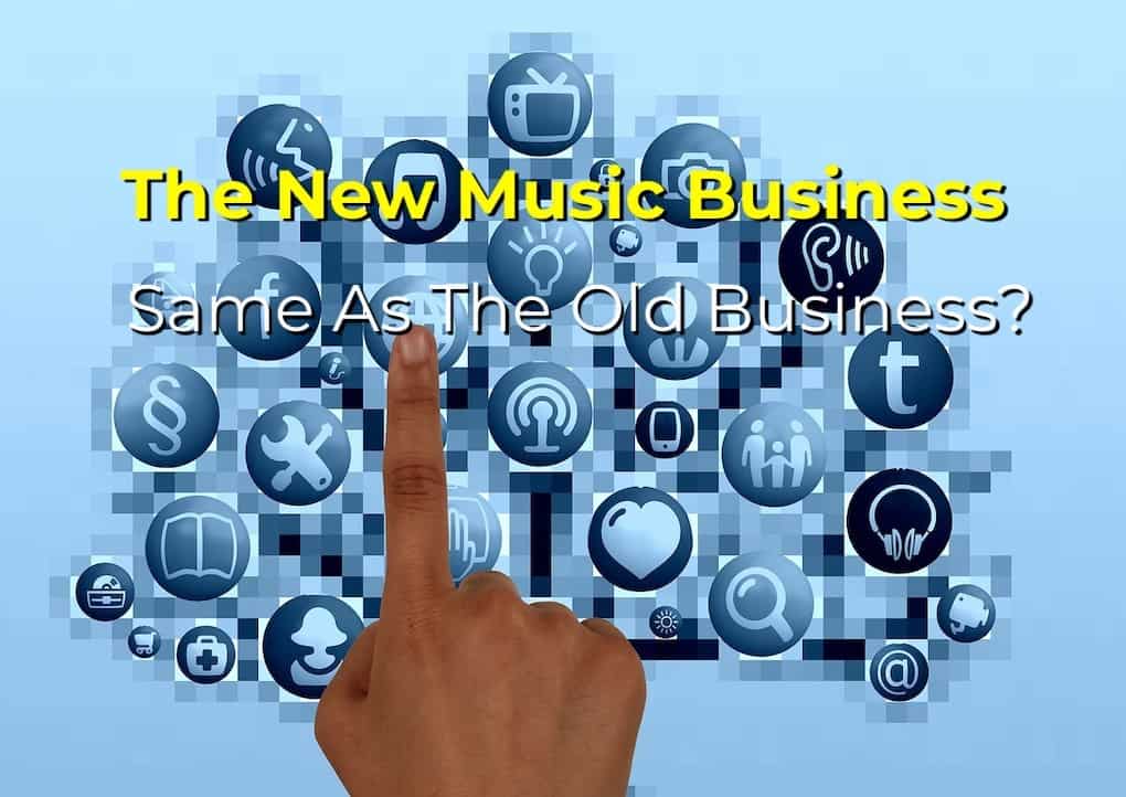 Digital music business concepts with social media icons and technology, online music industry, digital revolution in music, new music business models, music industry innovation, social media music marketing, streaming services, digital entertainment, music technology innovations, online music marketing.