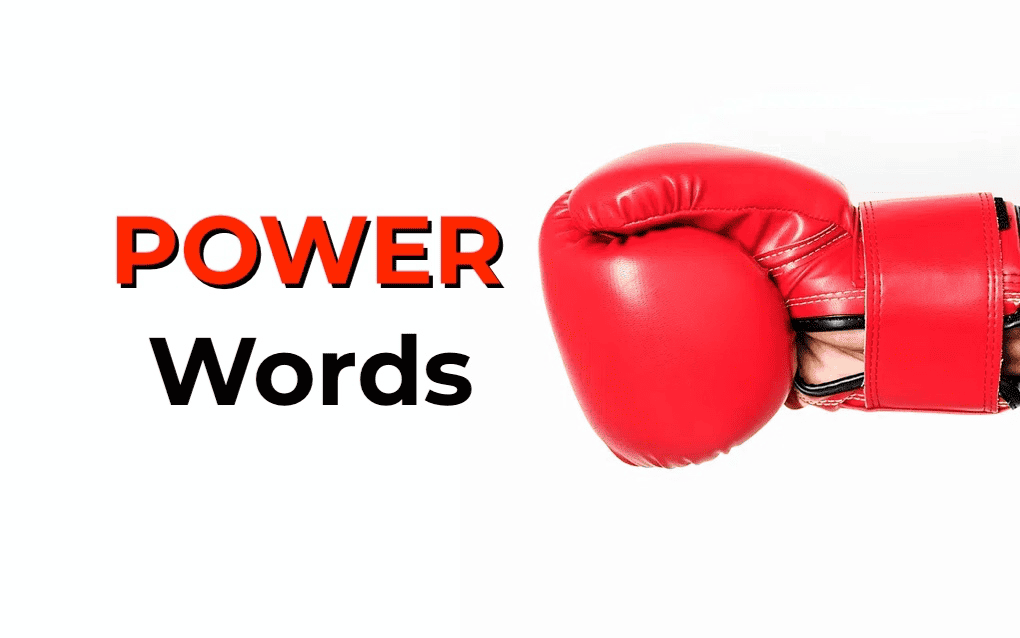 Powerful words for motivation and influence with boxing glove image.