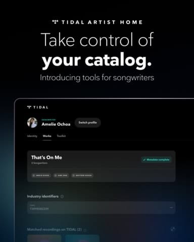TIDAL songwriter royalty management