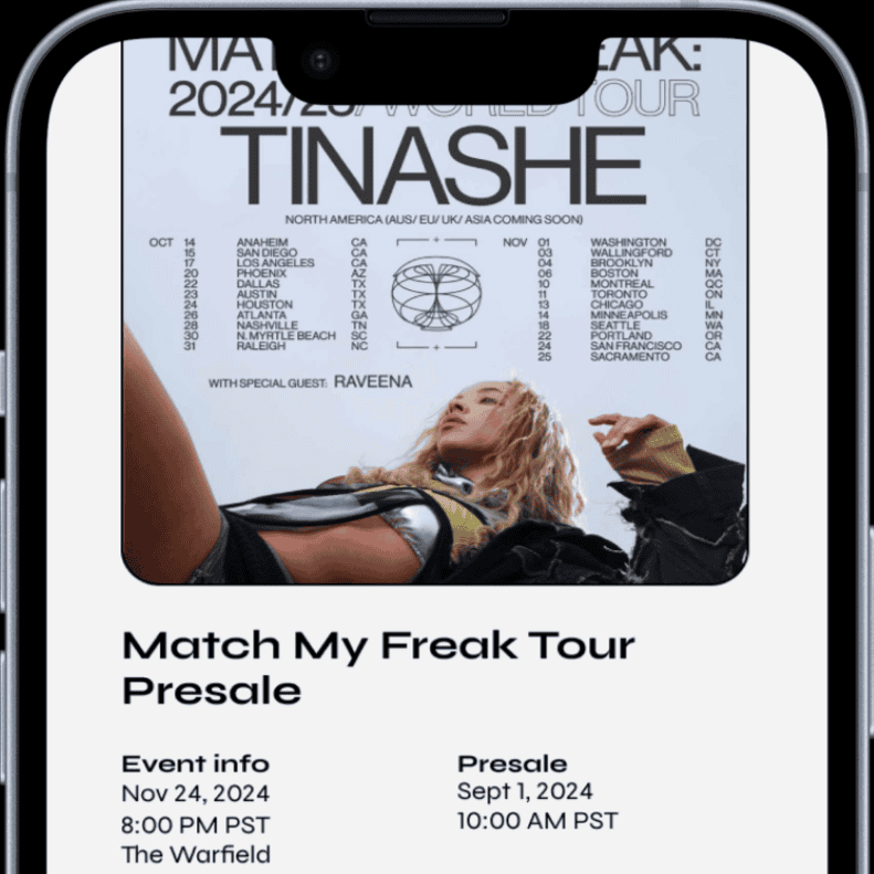 Bandsintown Ticket Presales Tinashe