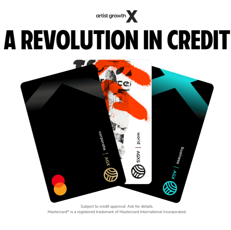 Mastercard credit cards featuring artist-inspired designs with an emphasis on credit approval, artist growth, and innovative payment solutions, highlighting the latest trends in the music and entertainment industry.