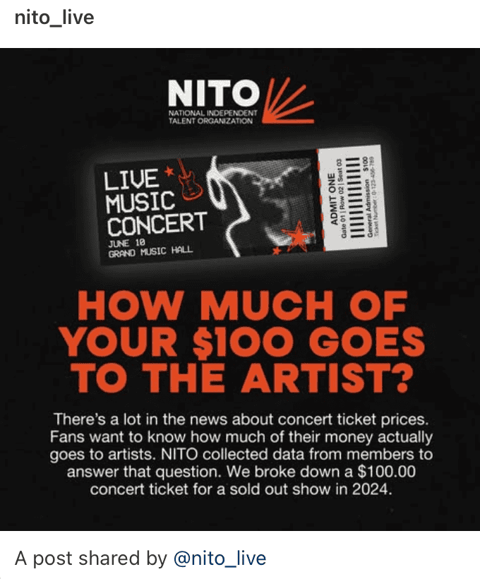 concert ticket breakdown