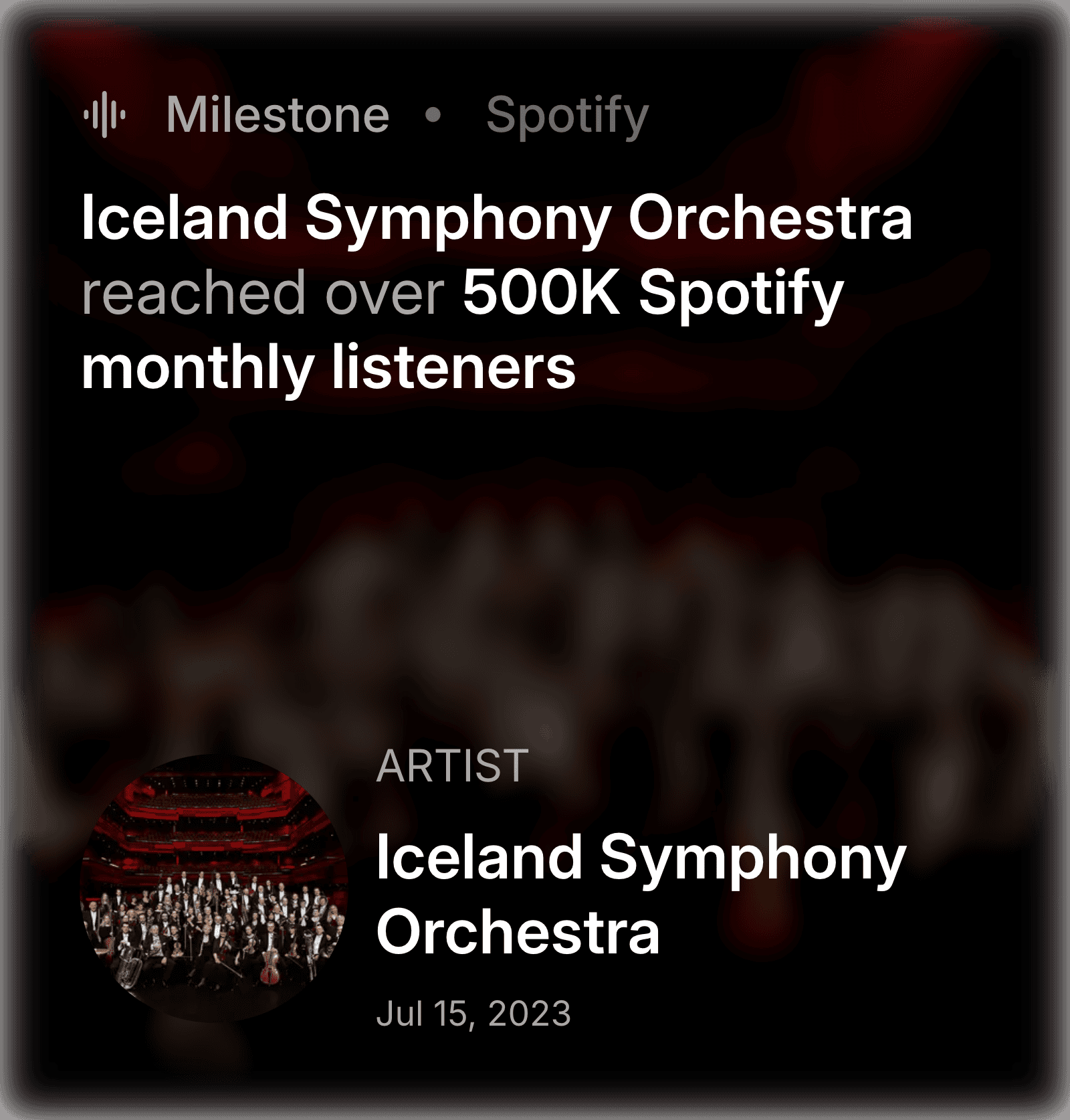 Iceland Symphony Orchestra reaches over 500K Spotify monthly listeners with classical music concerts.