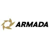 Armada logo featuring a stylized circular arrow design and bold black text, representing a music and entertainment industry brand.